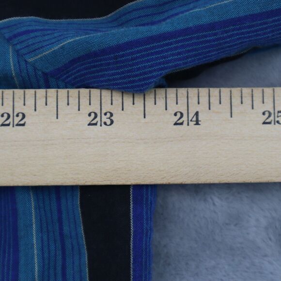 Pryde Shirt Mens L Blue Pinstriped Western Pearl Snap Long Sleeve - Picture 6 of 16